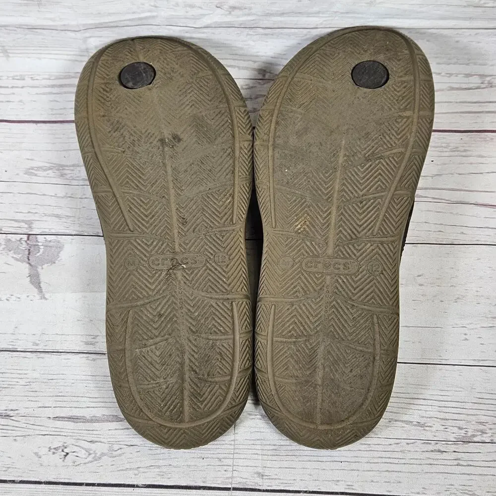 CROCS Flip Flop Sandals Men's Brown Khaki US 12 Iconic Comfort Croslite